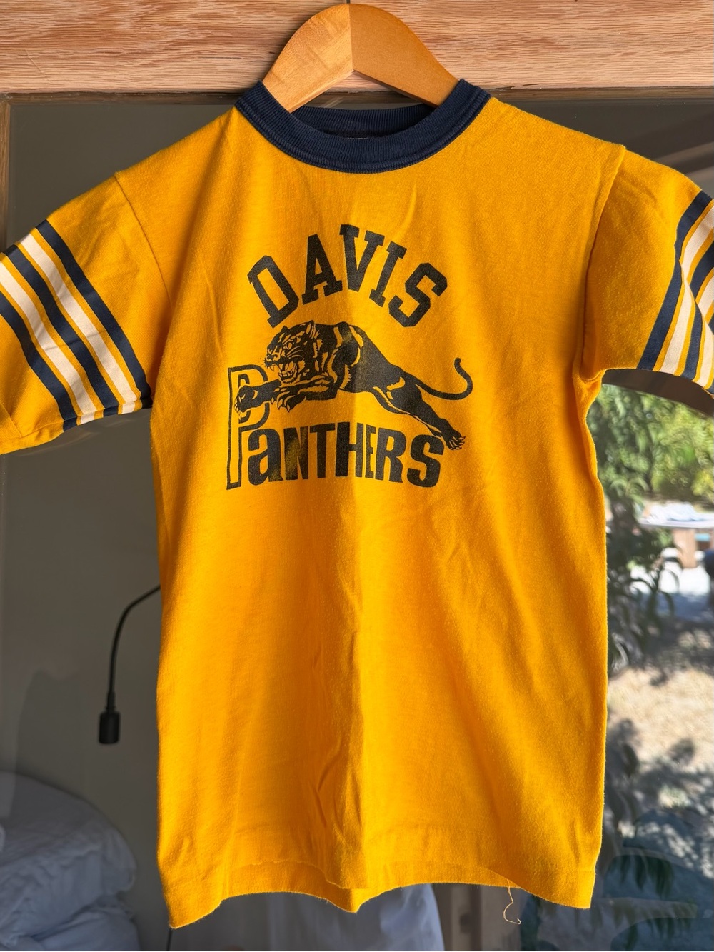 Vintage Gold Davis Panthers Short-Sleeve Tee with Navy Trim